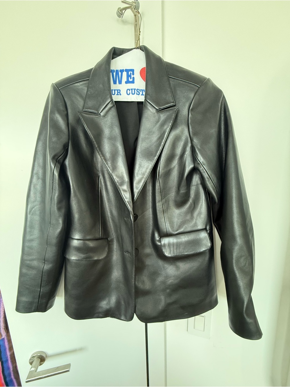 Good American Black Faux Leather Blazer Jacket